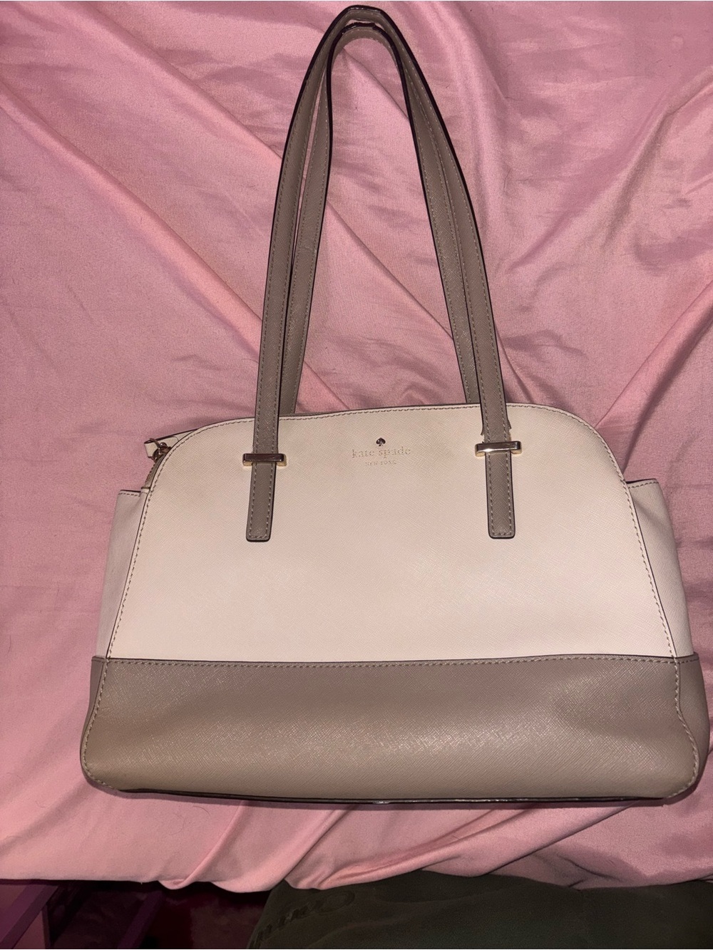 kate spade Cream and Taupe Leather Shoulder Bag - Picture 1 of 4